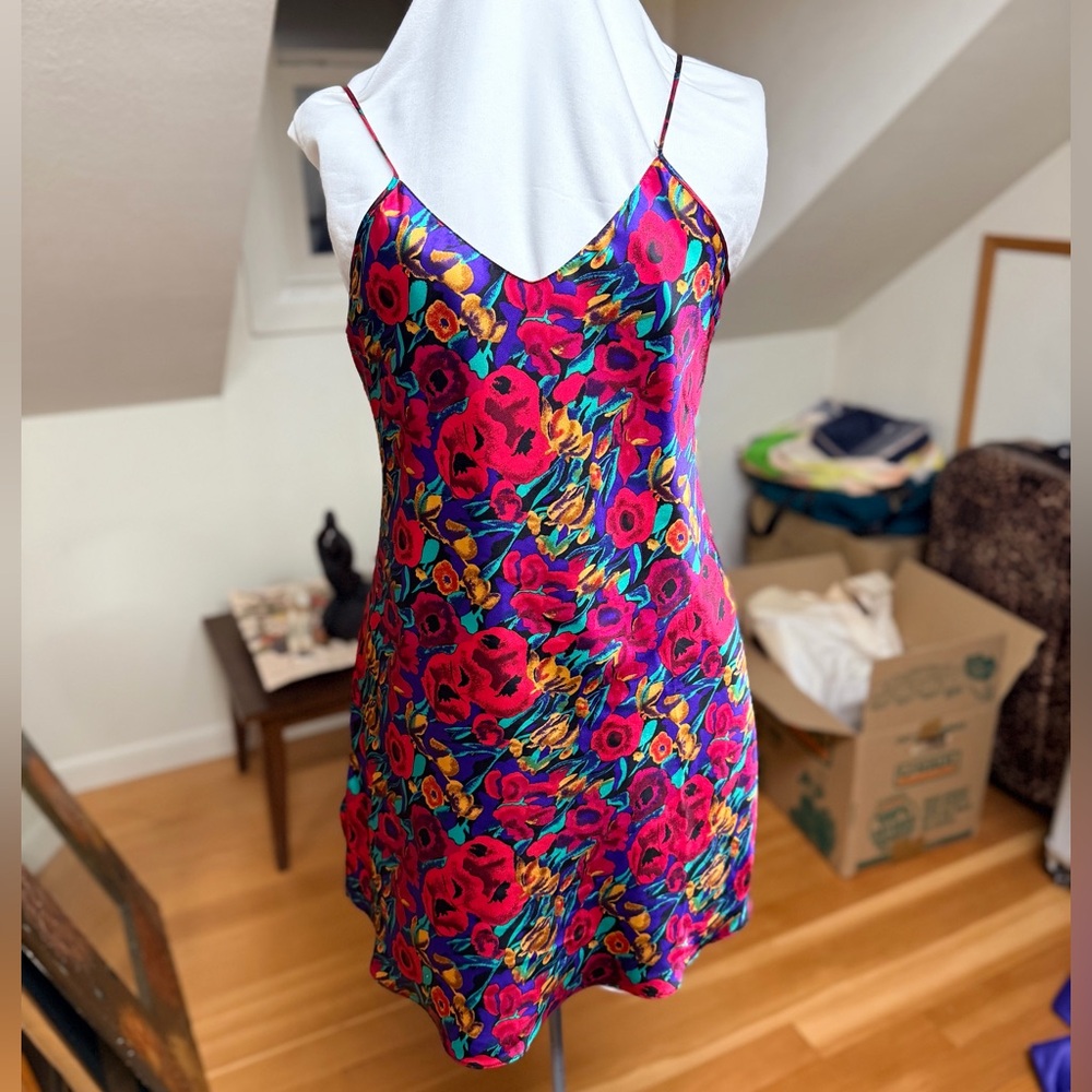 Floral Satin Slip Dress